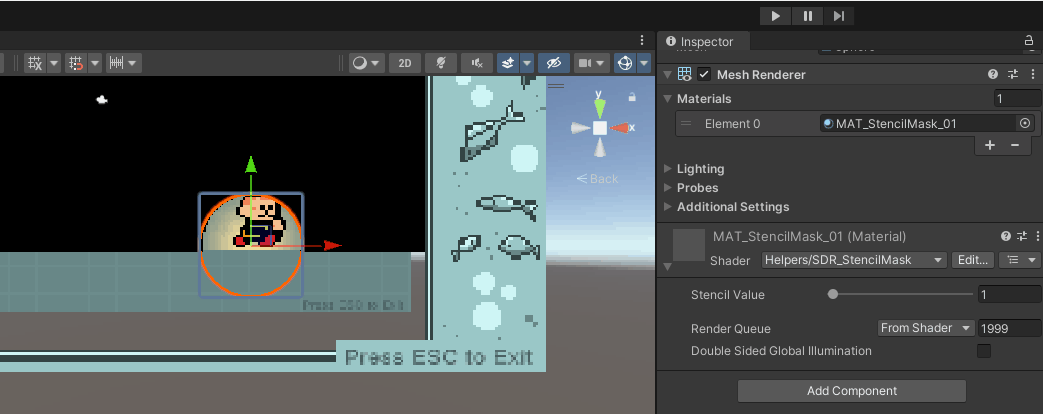 Here I am showing the differenc in the Render Queue values: the first mask is set to 1999, and the second to 2001