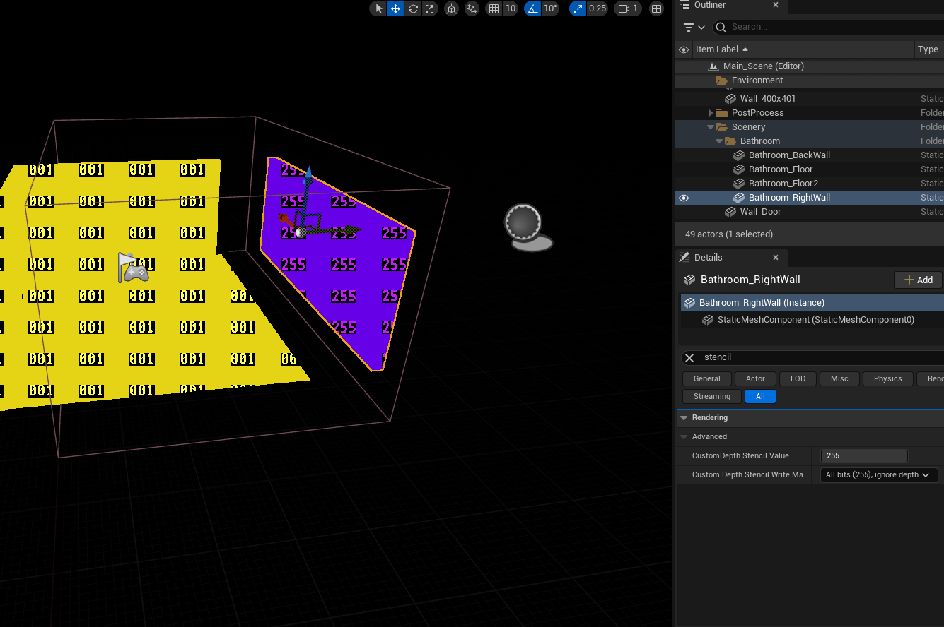 Gif in Unreal 5 changing the view mode from Unlit to Stencil Buffer
