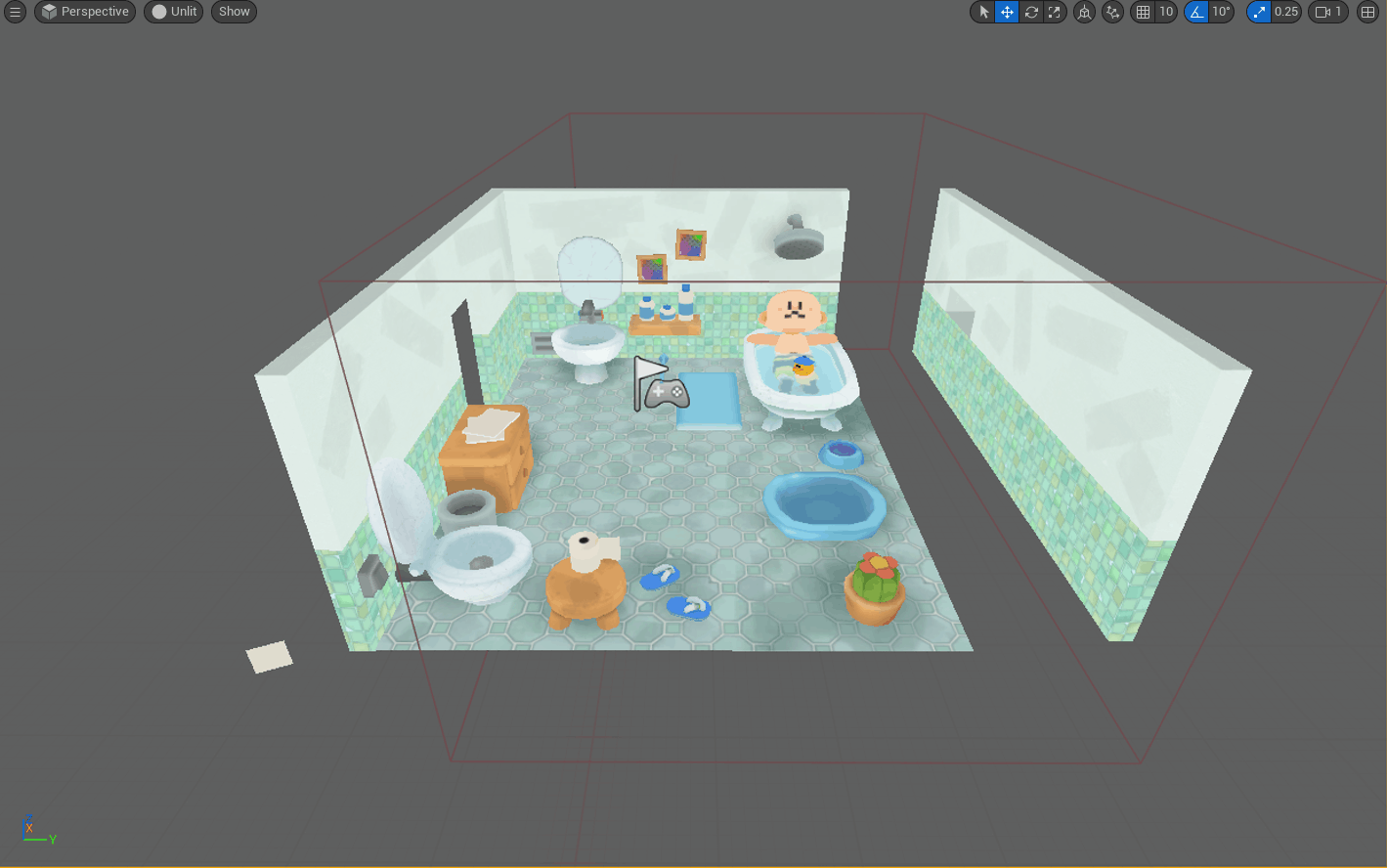 Gif in Unreal 5 changing the view mode from Unlit to Stencil Buffer