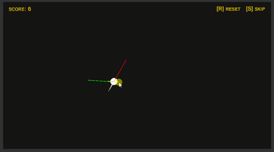 Gif depicting a white ball getting propelled away with mouse input