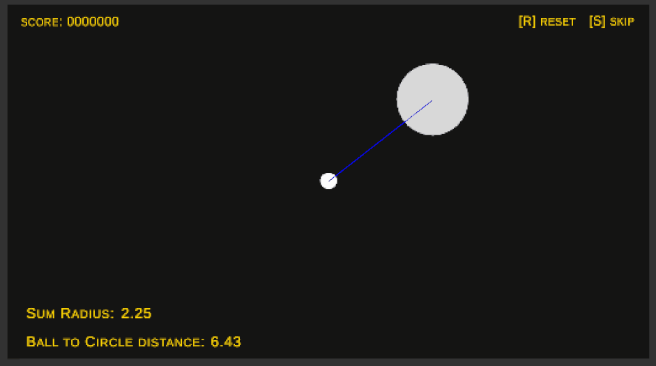 Gif depicting to white circles with a line connecting them