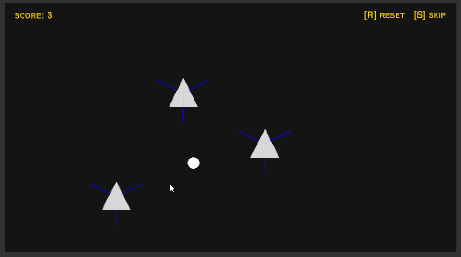 Gif depicting a white ball hitting a white rectangle, and being reflected away