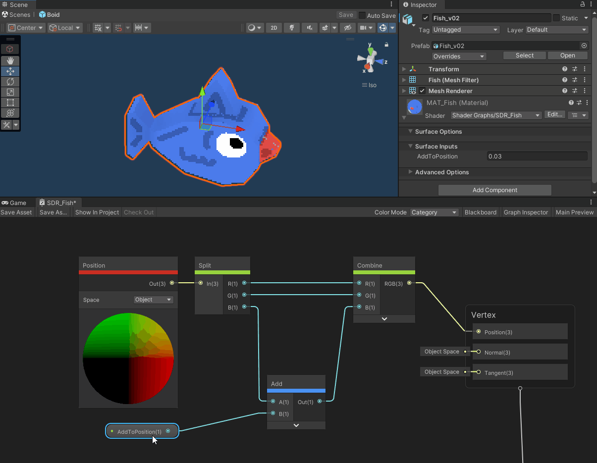 Beware the channel you’ll use from Object Position may change according to your model’s orientation